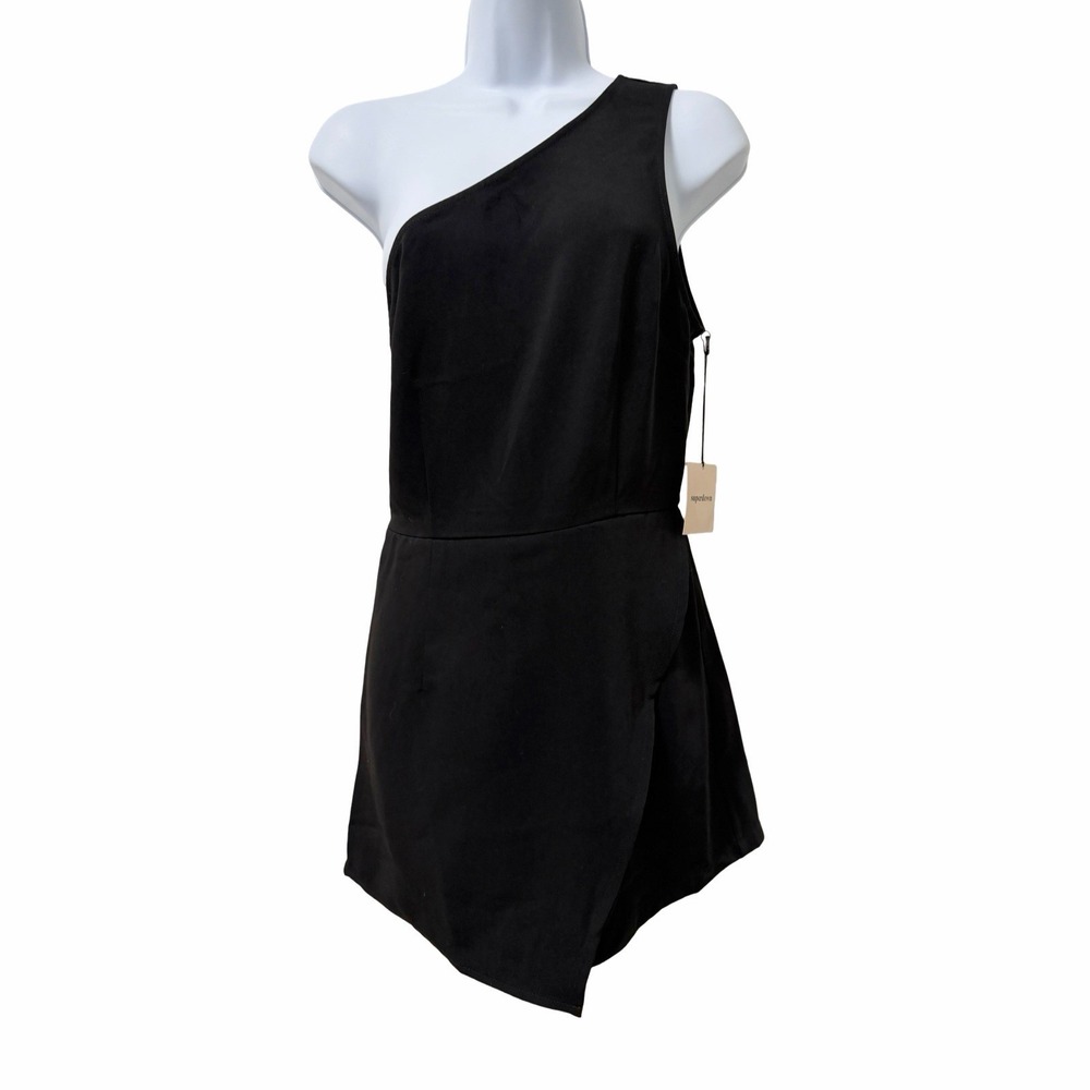 REVOLVE Superdown Alexa One Shoulder Romper Size S Black Capsule Clean Girl NWT